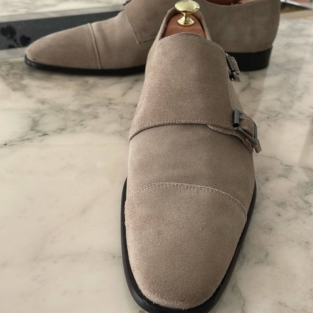 Calibrate Double Monk Suede Dress Shoes View 3